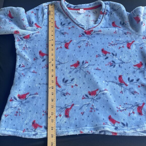 PinkK Womens Sweater Plus Size 2X Fleece Cardinal Bird Nature V-neck Soft - Picture 10 of 11